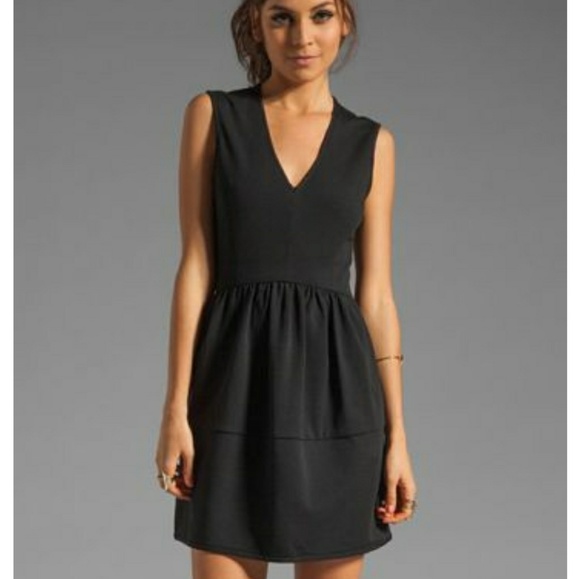 Tibi Ponte V Neck Black Dress Sleeveless Pockets - Picture 1 of 8